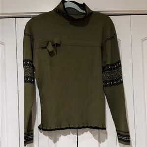 NILS‎ ski wool Olive Sweater with Black Detailing medium